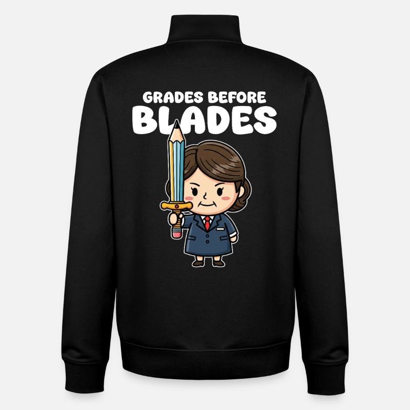 LES NOTES AVANT LES LAMES - CADEAU POUR L’ENSEIGNANT - Sweat zippé unisexe en coton bio Stanley/Stella - noir