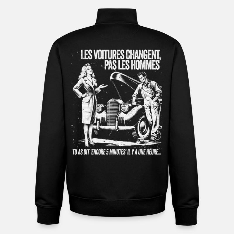 Voitures Changent Pas Les Hommes - Sweat zippé unisexe en coton bio Stanley/Stella - noir