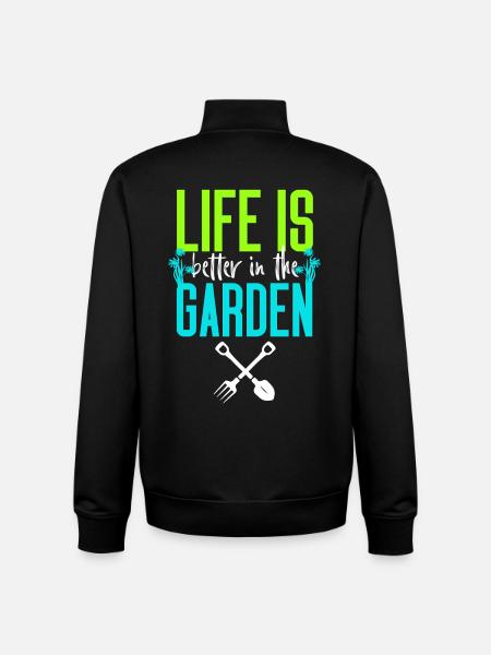 Life is Better in the Garden - Unisex Organic Zip Sweatshirt by Stanley/Stella - black