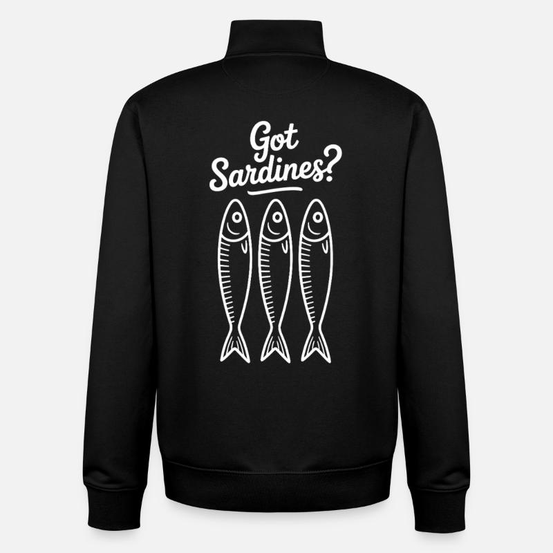 Illustration de sardines avec humour - Sweat zippé unisexe en coton bio Stanley/Stella - noir