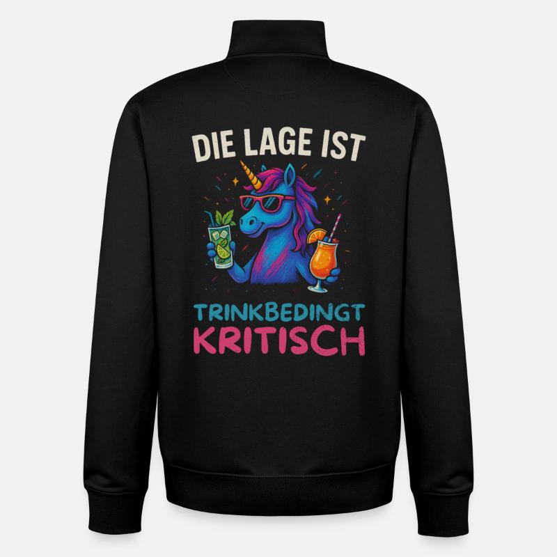 Lustiges Trinker Design Einhorn - Unisex Organic Zip Sweatshirt von Stanley/Stella - Schwarz