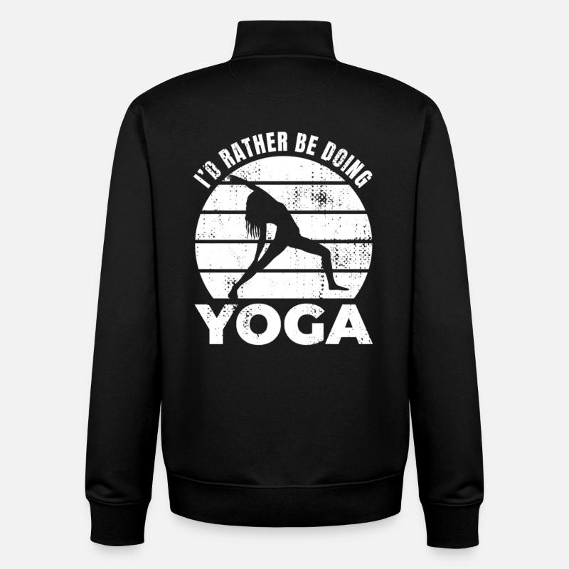 I'd rather do yoga - Unisex Organic Zip Sweatshirt by Stanley/Stella - black