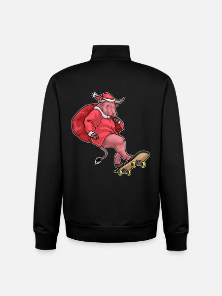 Taurus Christmas Skateboard - Unisex Organic Zip Sweatshirt by Stanley/Stella - black