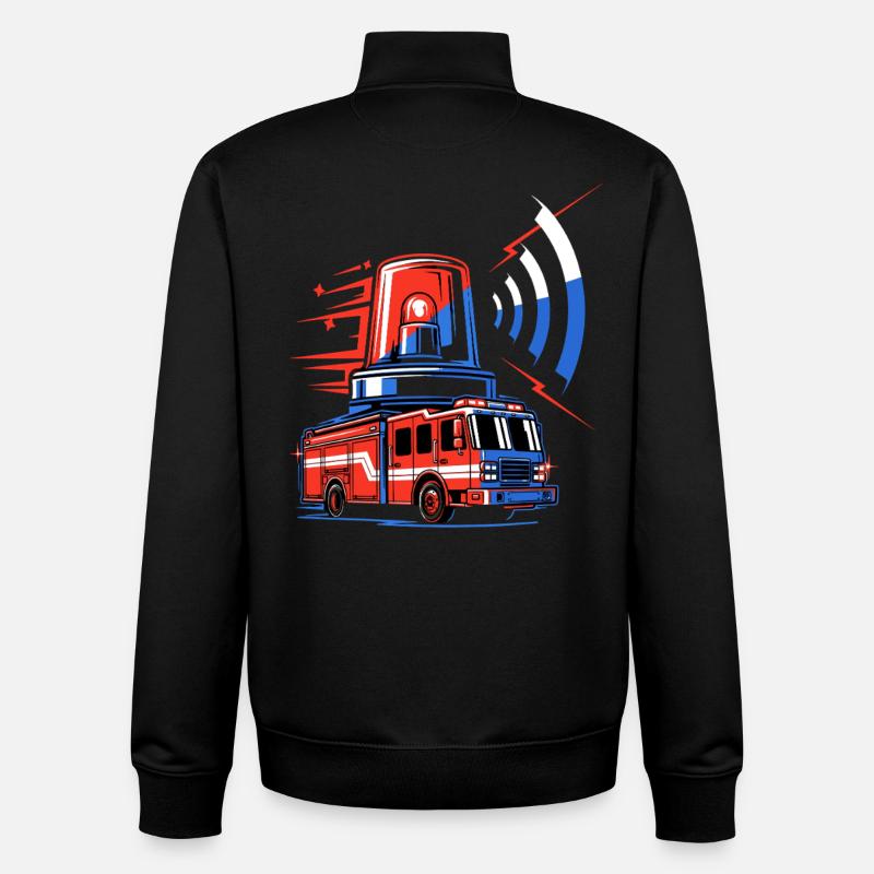 Camion de pompiers avec sirène - Sweat zippé unisexe en coton bio Stanley/Stella - noir