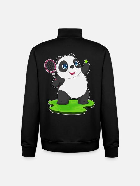 Panda Tennis Racket - Unisex Organic Zip Sweatshirt by Stanley/Stella - black