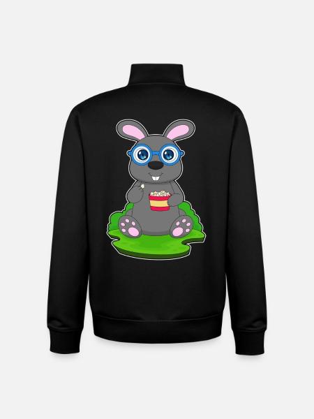 Bunny Popcorn - Unisex Organic Zip Sweatshirt by Stanley/Stella - black