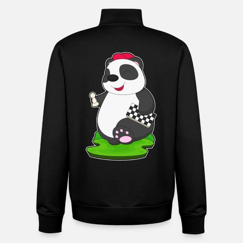 Panda Chess Piece Échiquier - Sweat zippé unisexe en coton bio Stanley/Stella - noir