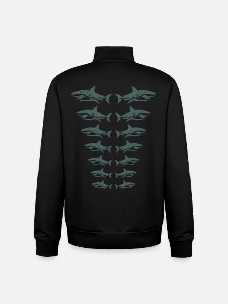 Sharks - Sweat zippé unisexe en coton bio Stanley/Stella - noir