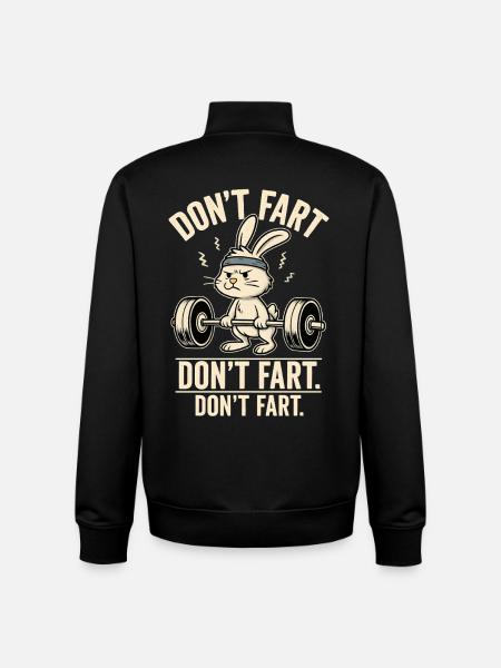  Funny Gym Bunny – Don’t Fart - Unisex Organic Zip Sweatshirt by Stanley/Stella - black