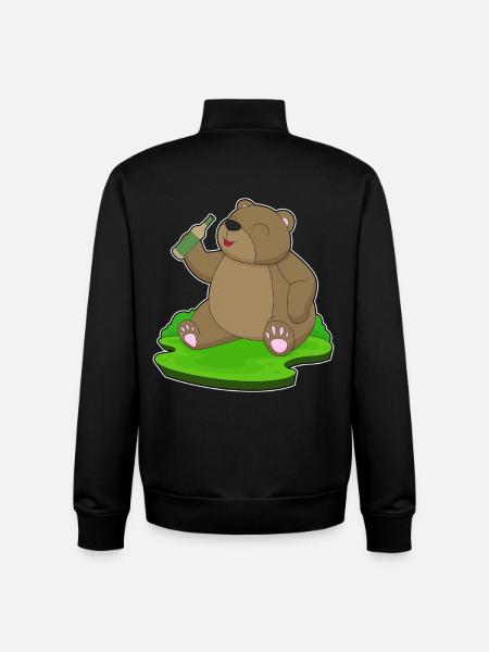 Bear bouteille de bière - Sweat zippé unisexe en coton bio Stanley/Stella - noir