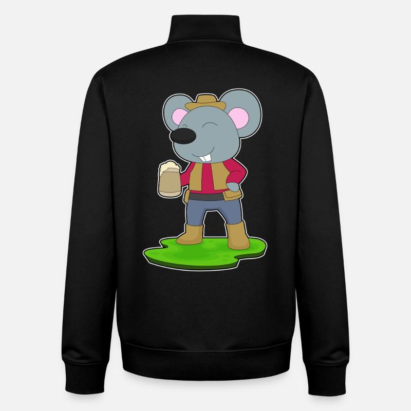 Maus Bierkrug Bier - Unisex Organic Zip Sweatshirt von Stanley/Stella - Schwarz