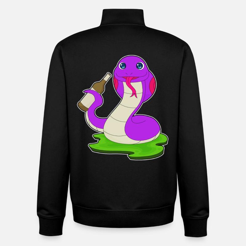 Bouteille de bière Snake - Sweat zippé unisexe en coton bio Stanley/Stella - noir