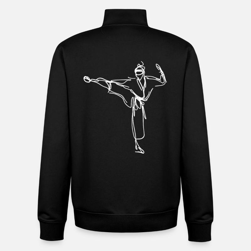 Croquis de Karateka - Sweat zippé unisexe en coton bio Stanley/Stella - noir