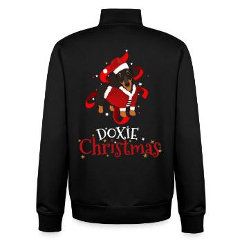 Doxie Dachshund Dog Christmas  - Unisex Organic Zip Sweatshirt by Stanley/Stella - black - Back - AI Model Male 185 light (185cm)
