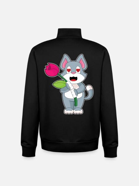 Cat Flower - Unisex Organic Zip Sweatshirt by Stanley/Stella - black
