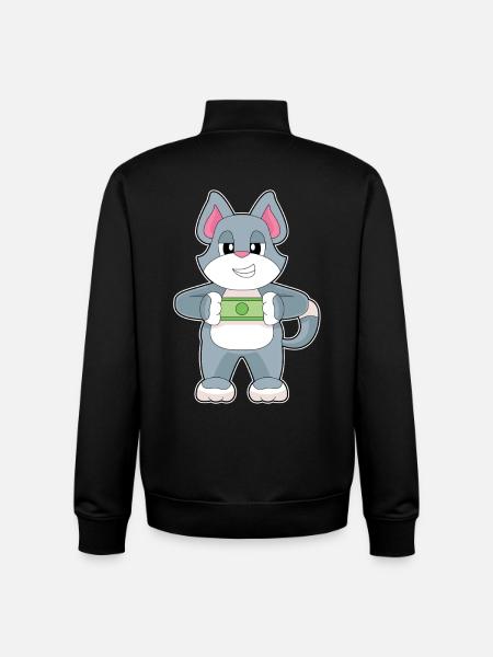 Cat Banknote - Unisex Organic Zip Sweatshirt by Stanley/Stella - black