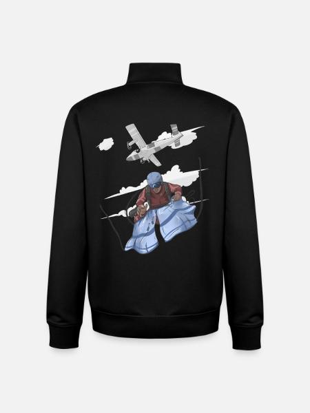 Aerial Skydive Pilot Illustration - Unisex Organic Zip Sweatshirt by Stanley/Stella - black