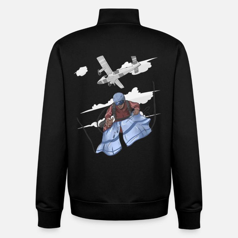 Luftschirmsprung Pilot Illustration - Unisex Organic Zip Sweatshirt von Stanley/Stella - Schwarz