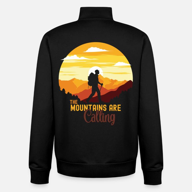 Mountain Calling Randonnée Aventure - Sweat zippé unisexe en coton bio Stanley/Stella - noir