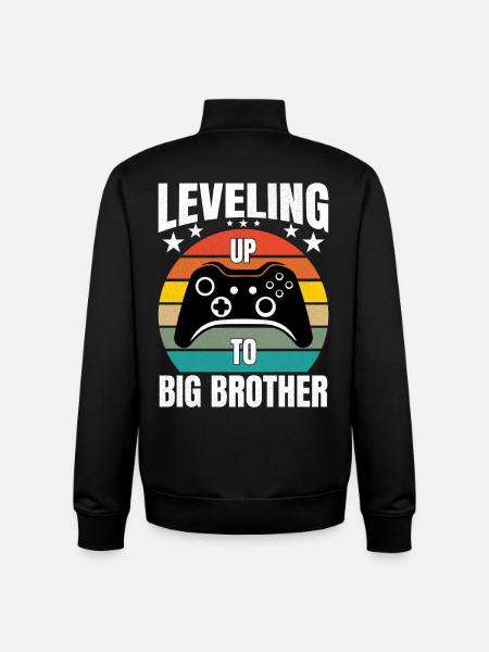 Gå upp i nivå till Big Brother Gaming Gamer Brother - Unisex sweatshirt med dragkedja i ekologisk bomull Stanley/Stella - svart