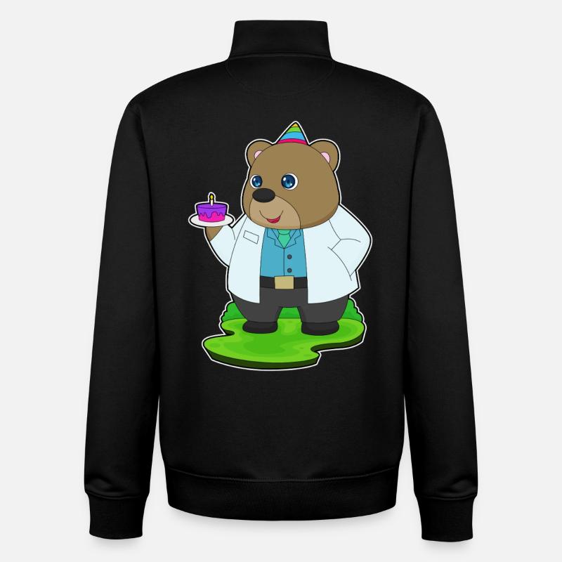 Bear Birthday Doctor - Unisex Organic Zip Sweatshirt by Stanley/Stella - black