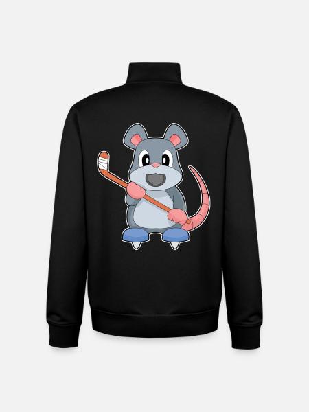 Mouse Hockey Hockey Stick - Unisex Organic Zip Sweatshirt by Stanley/Stella - black