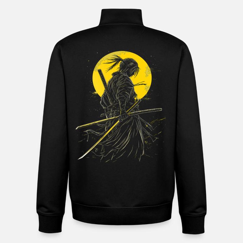 Anime de samouraï - Sweat zippé unisexe en coton bio Stanley/Stella - noir