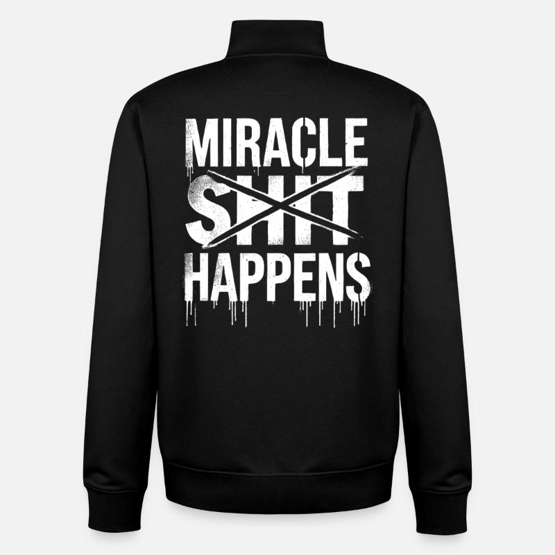 Miracle Shift Happen Motivational Design - Unisex Organic Zip Sweatshirt by Stanley/Stella - black