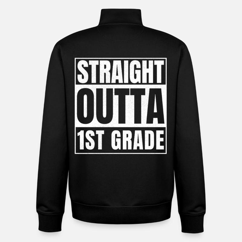 STRAIGHT OUTTA First Grade - Unisex Organic Zip Sweatshirt by Stanley/Stella - black