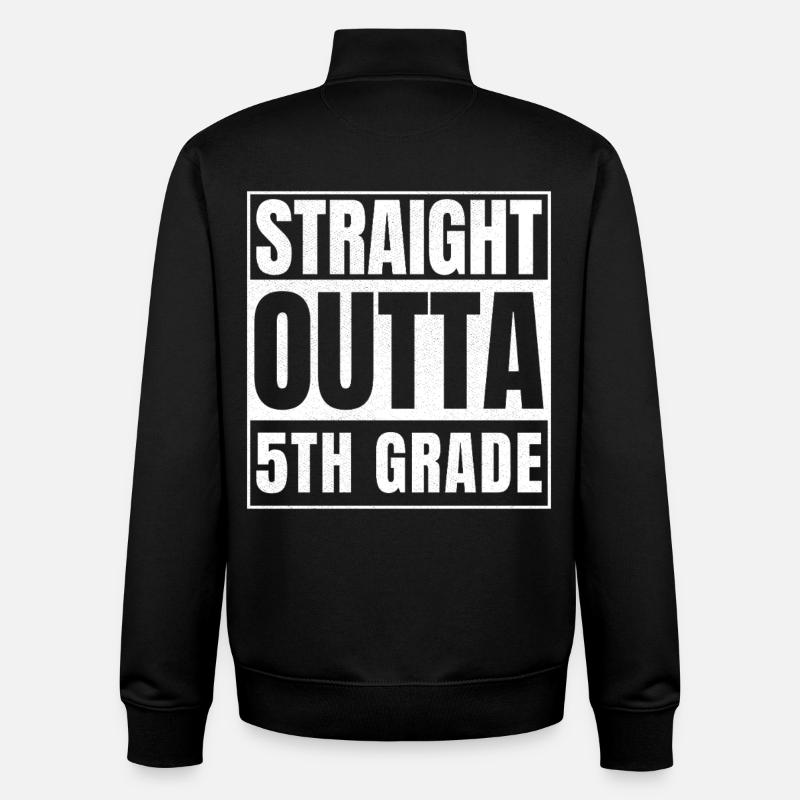 STRAIGHT OUTTA Fifth Grade - Unisex Organic Zip Sweatshirt by Stanley/Stella - black