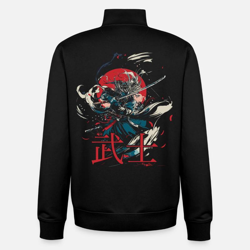 samurai warrior japanese designs - Unisex Organic Zip Sweatshirt by Stanley/Stella - black