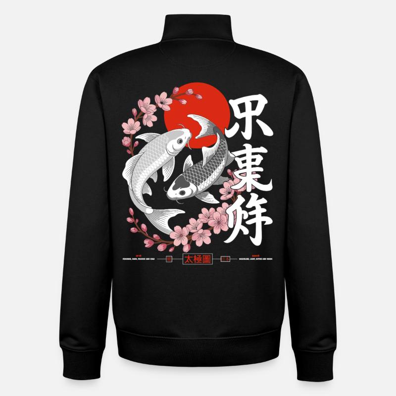 Koi - yin yang japon - Sweat zippé unisexe en coton bio Stanley/Stella - noir