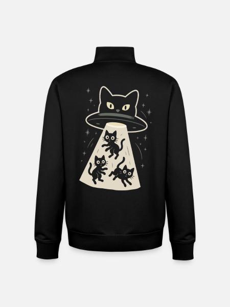 Cat, UFO, Funny Kittens & Alien - Unisex Organic Zip Sweatshirt by Stanley/Stella - black
