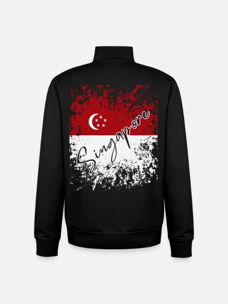 Grunge Drapeau de Singapour, j’aime Singapour - Sweat zippé unisexe en coton bio Stanley/Stella - noir