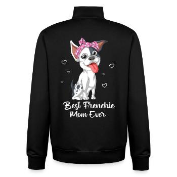 Best Frenchie Mom Ever – Cute French Bulldog Mom S - Unisex Organic Zip Sweatshirt by Stanley/Stella - black - Back - AI Model Male 185 light (185cm)