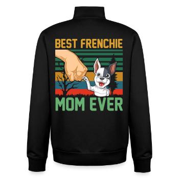 Beste Frenchie-Mutter aller Zeiten – süße französische Bulldogge - Unisex Organic Zip Sweatshirt von Stanley/Stella - Schwarz - Hinten - AI Model Male 185 light (185cm)