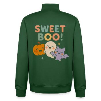 Sweet Boo - Chauve-souris fantôme Citrouille Kawaii Halloween - Sweat zippé unisexe en coton bio Stanley/Stella - vert bouteille - Dos - AI Model Male 185 dark (185cm)