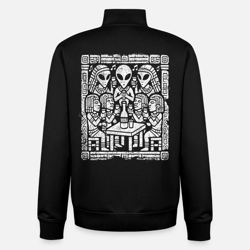 Alien Extraterrestrial Dining Scene - Unisex Organic Zip Sweatshirt by Stanley/Stella - black