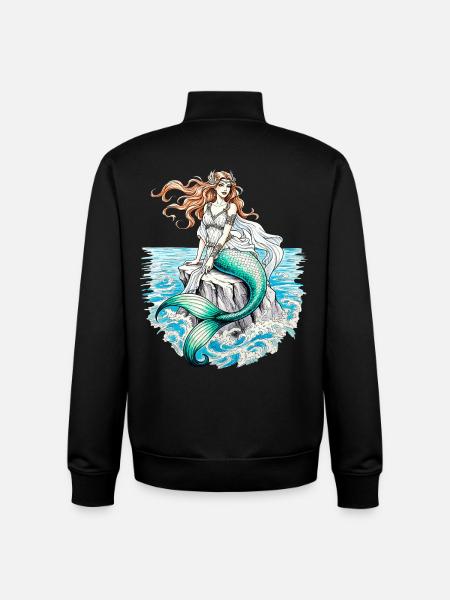 Mermaid Illustration Fantasy Sea Creatures - Unisex Organic Zip Sweatshirt by Stanley/Stella - black