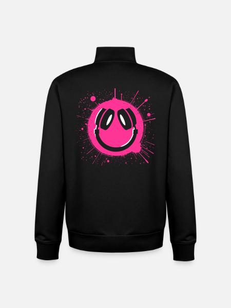 Vibrant Happy Face Graffiti Design - Unisex Organic Zip Sweatshirt by Stanley/Stella - black