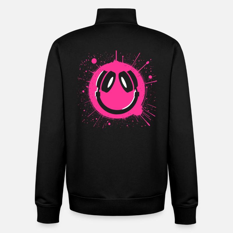 Vibrant Happy Face Graffiti Design - Unisex Organic Zip Sweatshirt by Stanley/Stella - black