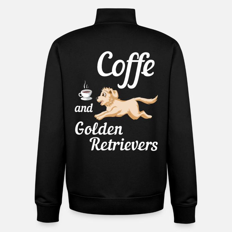Golden Retriever Coffee Lover Design - Unisex Organic Zip Sweatshirt by Stanley/Stella - black