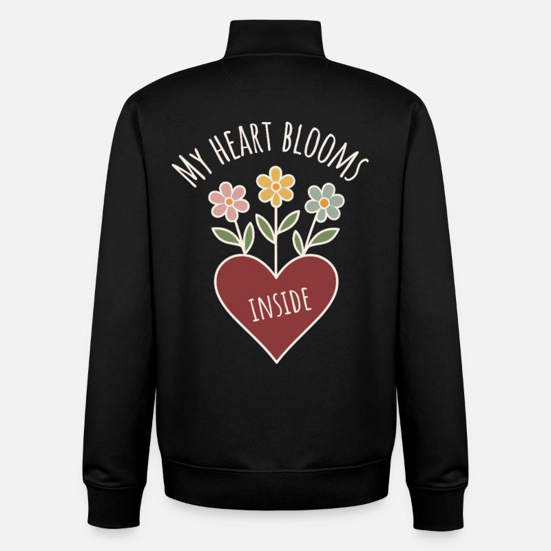 Herzblumen mit Positivspruch - Unisex Organic Zip Sweatshirt von Stanley/Stella - Schwarz