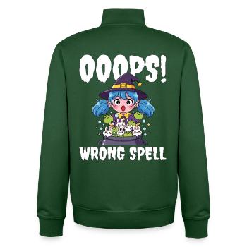 OOOPS! WRONG SPELL - WITCH HALLOWEEN - Unisex Organic Zip Sweatshirt by Stanley/Stella - bottle green - Back - AI Model Male 185 dark (185cm)