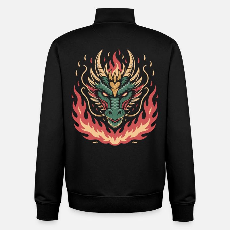 Feuriger Drache mit Herz - Unisex Organic Zip Sweatshirt von Stanley/Stella - Schwarz
