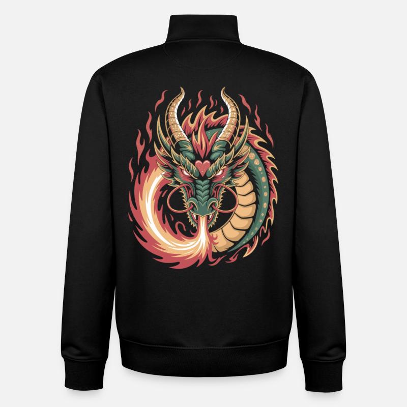 Dragon ardent aux lignes élégantes - Sweat zippé unisexe en coton bio Stanley/Stella - noir
