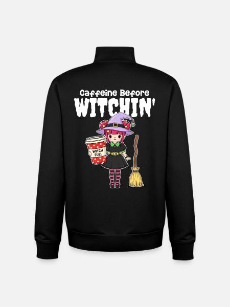 CAFFEINE BEFORE WITCHIN' - WITCH HALLOWEEN - Unisex Organic Zip Sweatshirt by Stanley/Stella - black