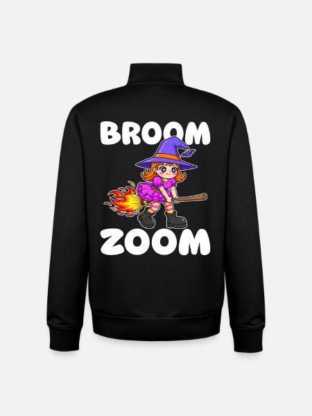 BROOM ZOOM - WITCH HALLOWEEN - Unisex Organic Zip Sweatshirt by Stanley/Stella - black