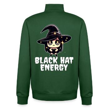 BLACK HAT ENERGY - WITCH HALLOWEEN - Unisex Organic Zip Sweatshirt by Stanley/Stella - bottle green - Back - AI Model Male 185 dark (185cm)