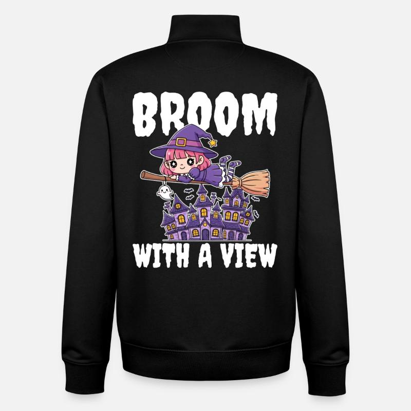 BALAI AVEC VUE - WITCH HALLOWEEN - Sweat zippé unisexe en coton bio Stanley/Stella - noir